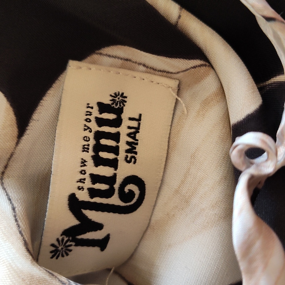 Show Me Your Mumu Beautiful Black & Tan Floral Print Shift Dress Size Small -Med - Picture 2 of 2